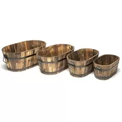 DeVault 8PC Wood Oval Planter Assortment