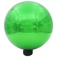 Gardener Select 10" Metallic Green Orb Glass Garden Globe