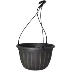 Grower Select 11.00 Serenity Hanging Basket Black / Silver With Plastic 3 Strand Hanger 72/CS