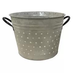 Gardener Select 11.8" White Metal Planter with Dot Design & Handles