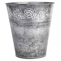 Gardener Select 7" Zinc Embossed Rose Planter Metal 6.9"x6.9"x7.7"