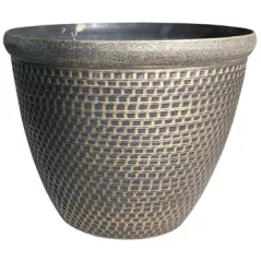 Grower Select 12" Cromarty Planter Black w/Gold Brush 16/CS 3.1gal