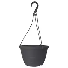 Grower Select 10.00 Everest Hanging Basket, With 18in Hanger, Black, 70 per Case, 10.08in OD x 6.99in H, 1.5 Gallon