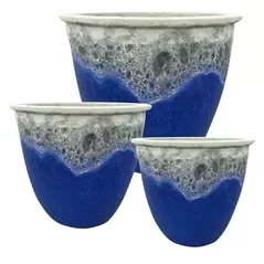 MCarr 3pc Flat Rim Planter Pallet Volcanic Light Blue