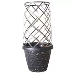 GROWER SELECT 13IN LATTICE ROUND W/12IN TRELLIS CAGE BLACK W/WHITE BRUSH 36/CS