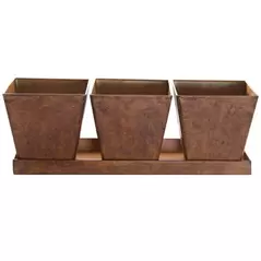 Gardener Select 3 Square Pots with Tray Rusty 12"x4"x4.1" 24/CS