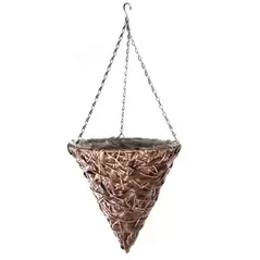 Gardener Select 14" Hanging Basket Cone Brown Wicker 3 Strand Hanger 6/CS
