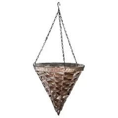 Gardener Select 14" Hanging Basket Cone Coffee Wicker 3 Strand Hanger 6/CS