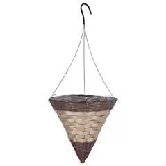 Gardener Select 14" Cone Hanging Basket Dark Brown Tan Band Wicker 20/CS