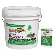 Motomco 150ct 1.5oz Place Pacs Hawk Rodent Bait in Pail Rodenticide ( Bromadiolone )