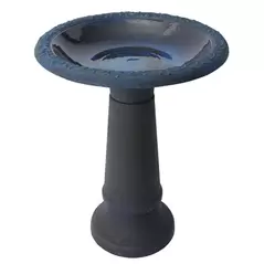 Algreen 20"x20"x20" Plastic/ Stone Composite Birdbath Blue