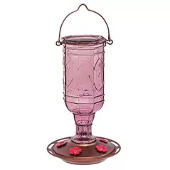 Classic 20oz Jewel Glass Amethyst Hummingbird Feeder 5 Ports
