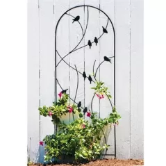 Panacea 72" Perched Bird Trellis Black