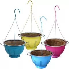 VCS 11" Hanging Colorful Colander Planter with Coco Liner