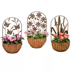 Deer Park Wall Basket Variety Pk 2 Floral Dragonfly Butterfly