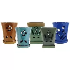 MCarr 6pc Tall Orchid Pot 3 Styles Mixed Assortment
