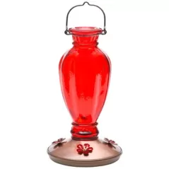 Perky Pet 18oz Daisy Vase Red Vintage Hummingbird Feeder