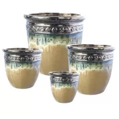 MCarr 16PC Round Pltr Plt Gold On Yel Cream