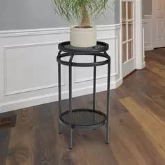 Panacea 20" New Age Embossed Plant Stand Matte Black