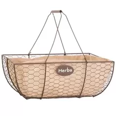 Panacea 14" Herb Basket With Burlap Liner Rust