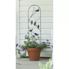 Panacea 40" Perched Bird Pot Trellis Black