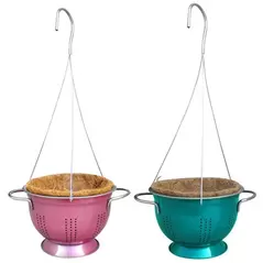 VCS 8" Hanging Colorful Colander Planter w/ Coco Liner