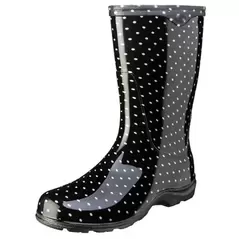 Sloggers Womens Boot Black White Polka Dot Size 7