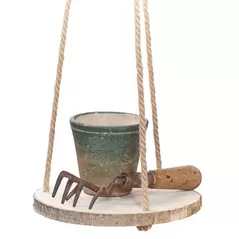 Primitve 6" Hanging Hardwood with Jute Hanger