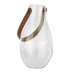 SSI 9.75" Lantern With Leather Handle Crystal