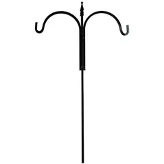 AGW 90"x24" Square Tall Double Shepherd Hook w/ Finial Black