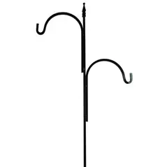 AGW 90"x24" Square Tall Offset Shepherd Hook w/ Finial Black