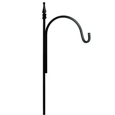 AGW 90"x12" Square Tall Single Shepherd Hook w/ Finial Black