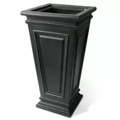 Algreen 27" Covington Square Taper Self Water Planter Black