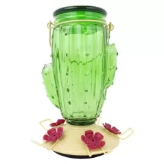 Perky Pet 32oz Cactus Glass Top Fill Hummingbird Feeder