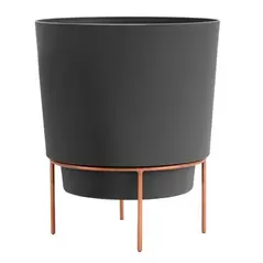 Bloem 6" Hopson Planter Charcoal With Metal Stand