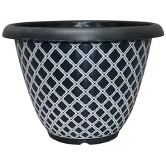 Southern Patio 13" Quilted Bell Planter Black & White