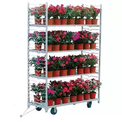 Grower Select 2259SS Sliding Shelf Cart 3 Shelves 2 End Pan
