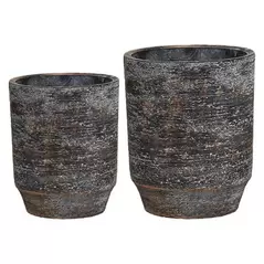 MCarr 2pc Tall Round Planter Set Dark Red