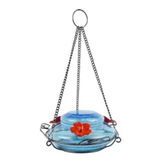 Natures Way 16oz Garden Top Fill Hummingbird Feeder Mason Jar Blue Glass