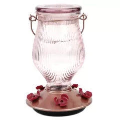 Perky Pet 24oz Glass Top Fill Hummingbird Feeder Rose Gold