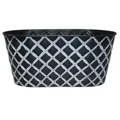 Southern Patio 14" Quilted Oval Planter Black & White