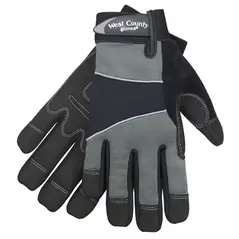 SWI West County Men Work Glove Coal Large Synthetic Leather Pad Palm