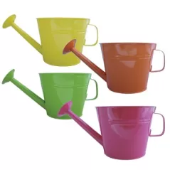 Grower Select 10.00 Watering Can Planter Assorted 12/CS - 3 Each of Yellow, Fuchsia, Green and Orange