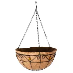Gardener Select 14" Hanging Basket with Yellow Jewel Decoration & Chain Hanger 6/CS