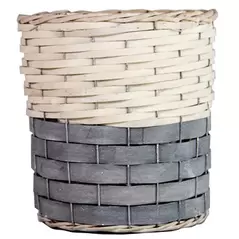 Gardener Select 3pc Grey White Wood Round Woven Basket Planter 12/CS