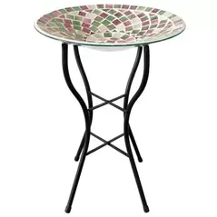 Gardener Select 14" Glass Birdbath Multi Color Geometric w/Stand