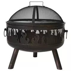 Gardener Select 26" Wild Fire Flame Fire Pit Bronze with Galvanized Cooking Grid, Mesh Cover and Poker