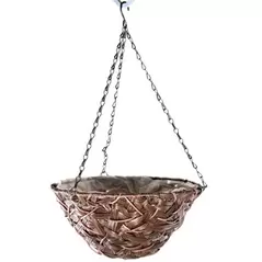 Gardener Select 14" Hanging Basket Round Brown Wicker 3 Strand Hanger 6/CS