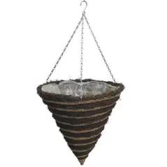 Gardener Select 14" Cone Hanging Basket Striped Resin Wicker 20/CS