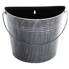 Gardener Select 10.2" Half Round Wall Bucket Antique Black 10.2"x5.1"x8.7" 12/CS